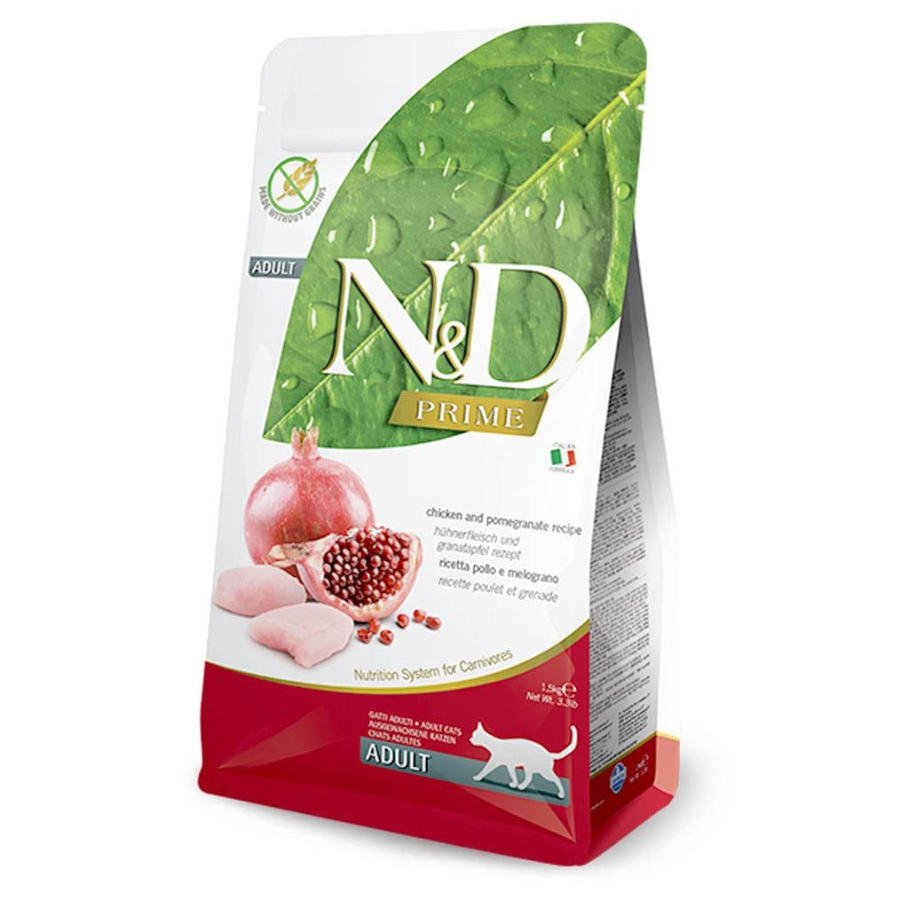 Farmina Pet Foods N&D Grain Free Chicken and Pomegranate Adult Cat Food, Pocket Deo for Dogs Free, 5 Kg - Dry