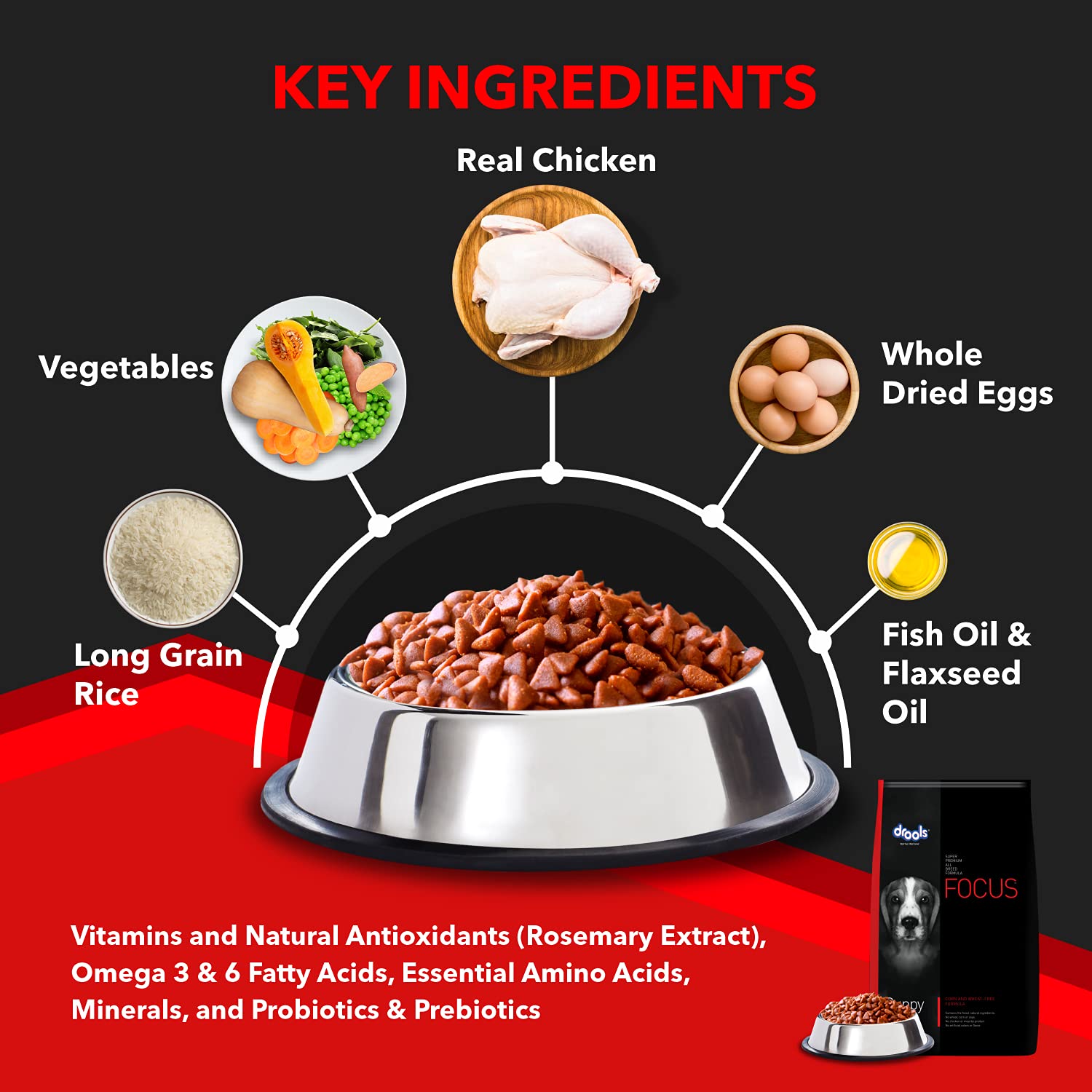 Drools Focus Puppy Super Premium Dry Dog Food, Chicken Flavour, 4kg