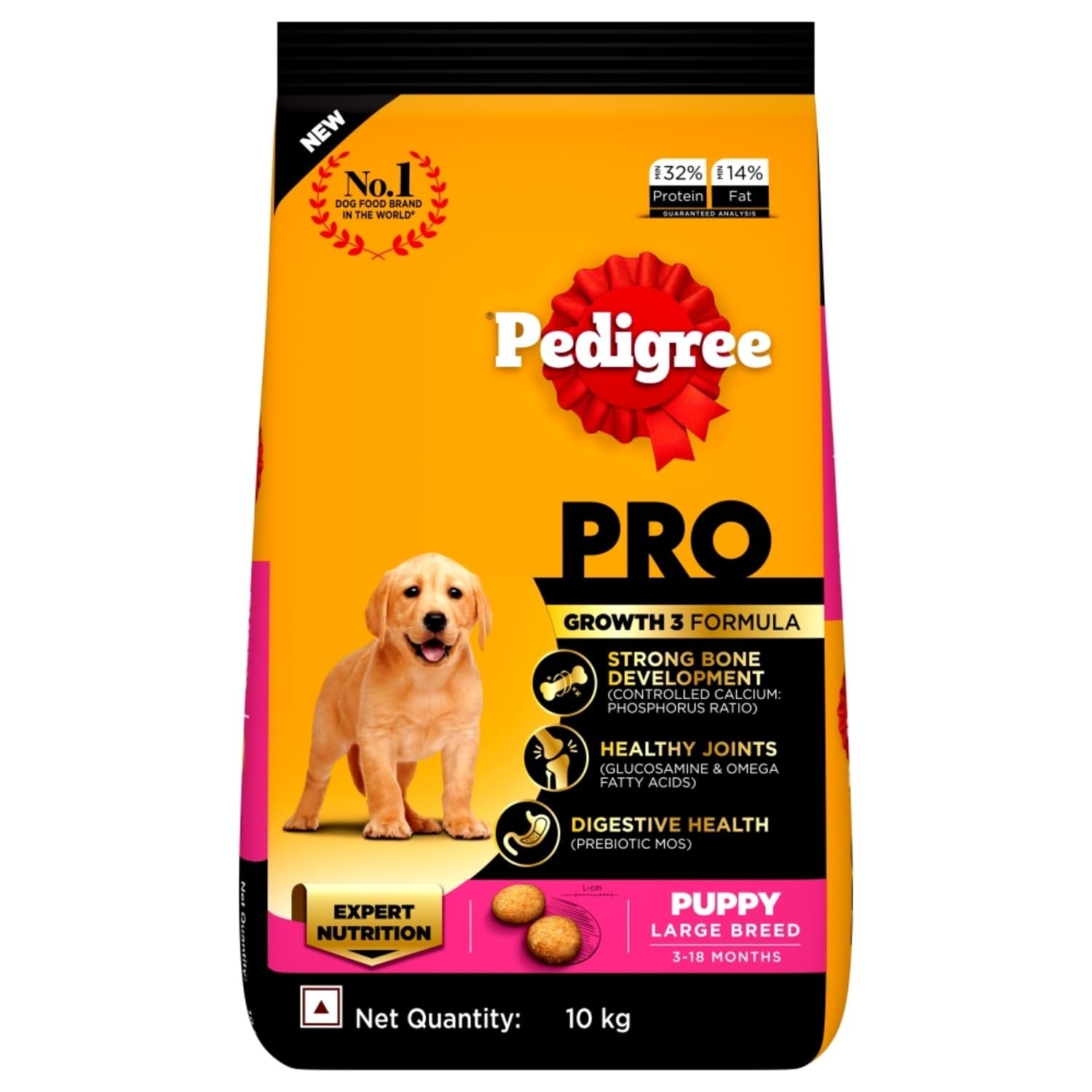 Pedigree PRO Expert Nutrition Large Breed Puppy (3-18 Months), Dry Dog Food, 10kg Pack Flavour : chicken