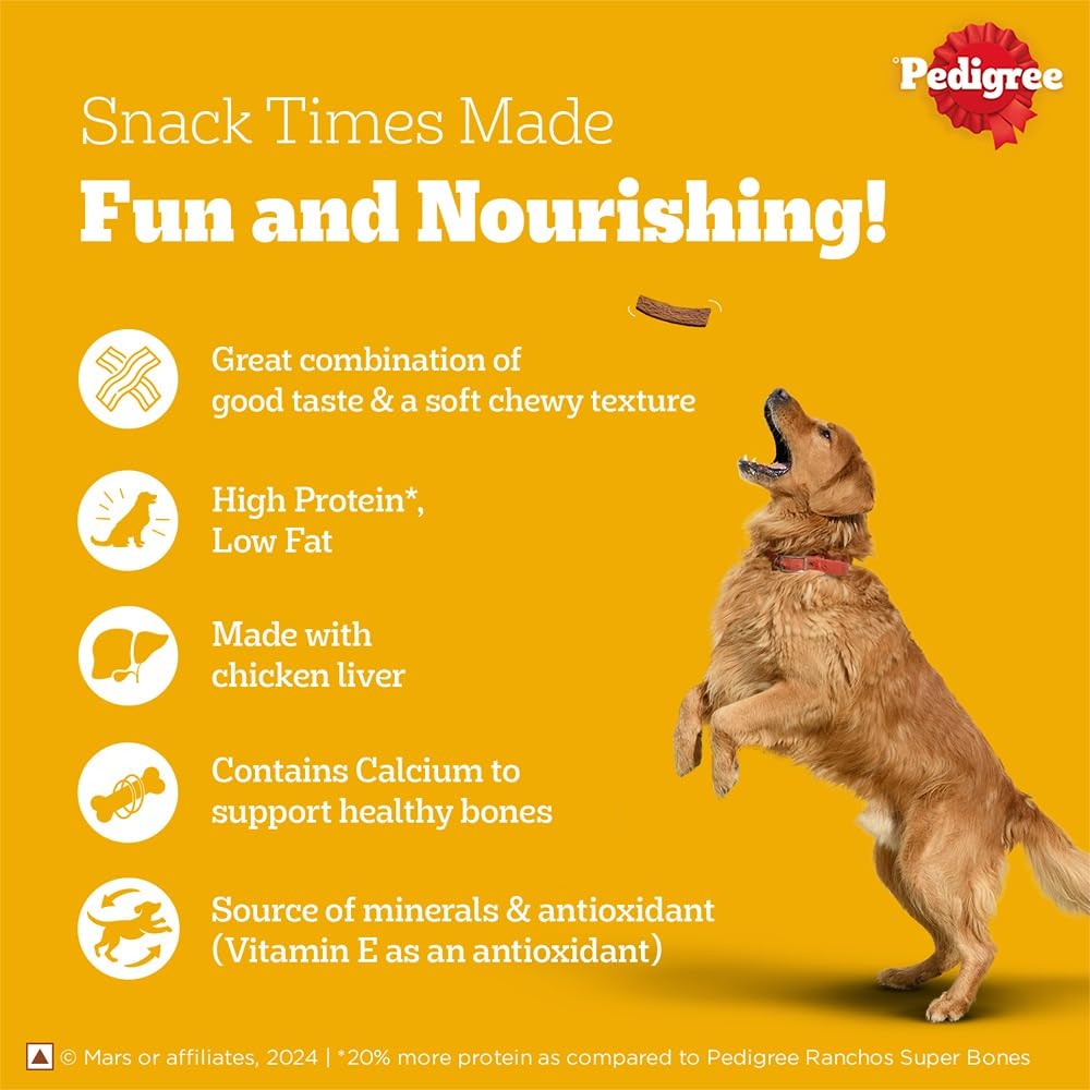Pedigree® Tasty Jerky™ Dog Treat, Chicken Flavour, 70g, Jerky-style Treats for Bonding, Low-fat and High-protein* Dog Treat