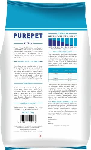 Purepet Kitten Dry Cat Food Ocean Fish Flavour, 1.2kg Pack