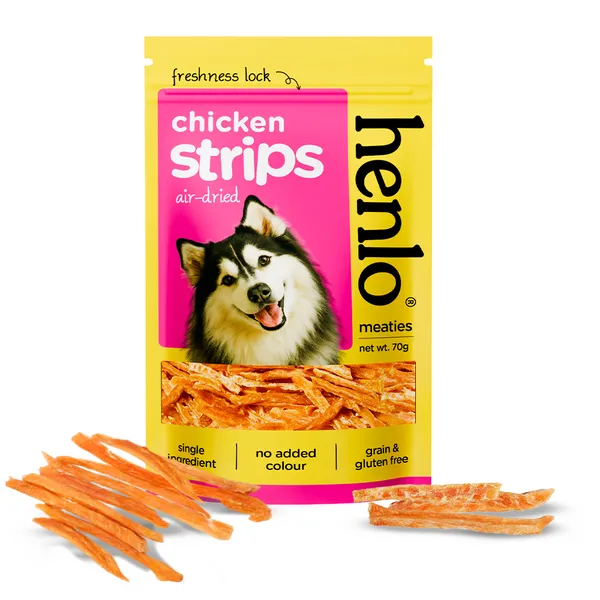 Henlo High Protein Air Dried Chicken Strips Dog Treats