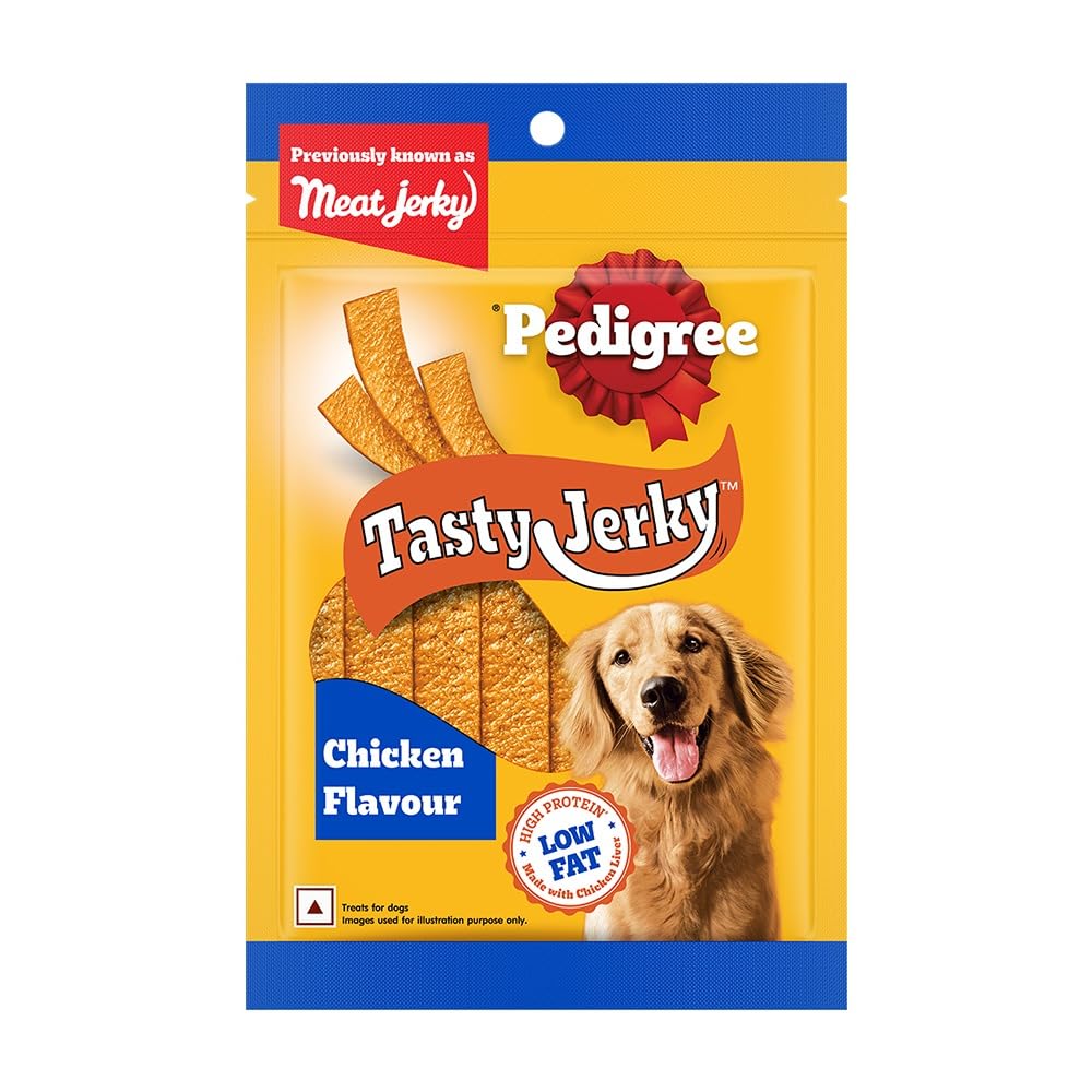 Pedigree® Tasty Jerky™ Dog Treat, Chicken Flavour, 70g, Jerky-style Treats for Bonding, Low-fat and High-protein* Dog Treat