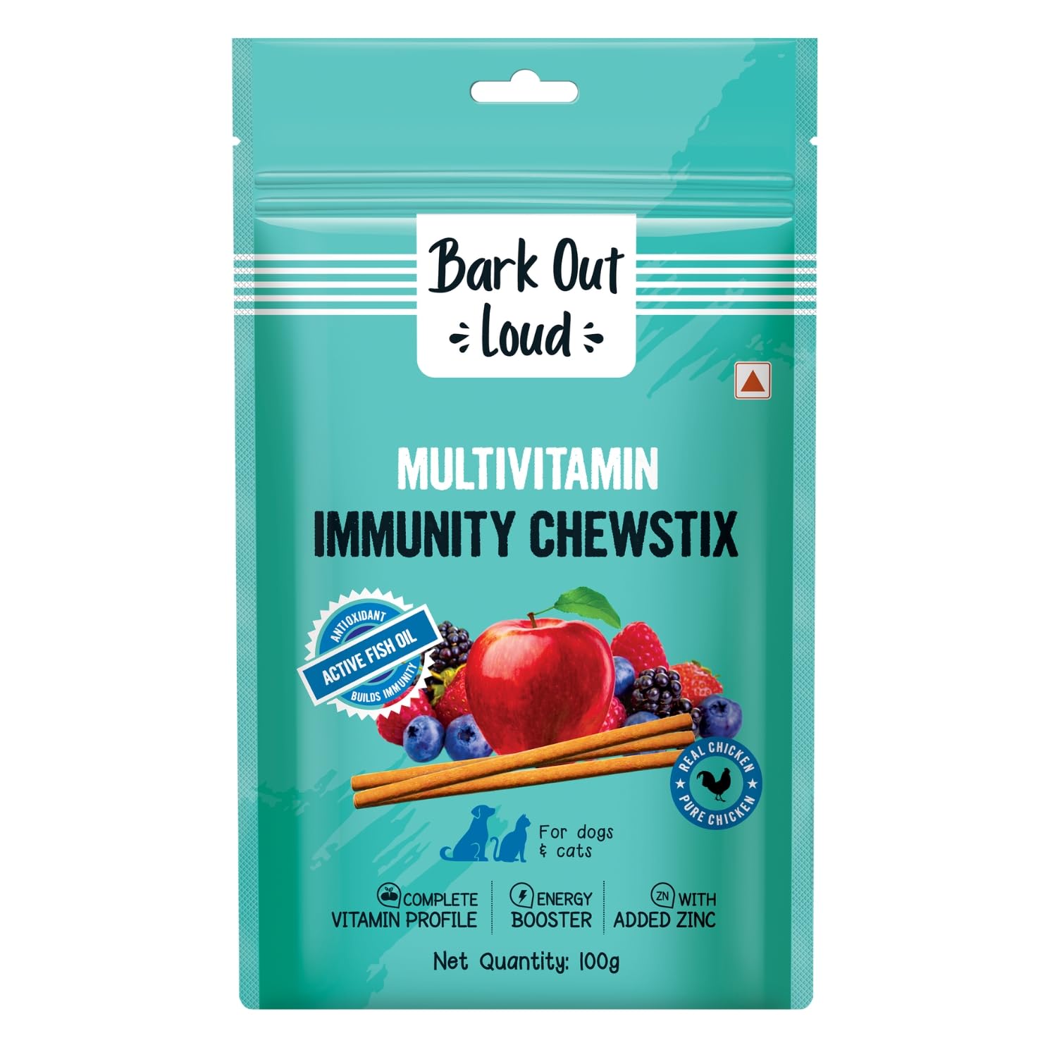 BARK OUT LOUD - Multivitamin Dog Treats, Fresh Chicken Immunity Chewstix with Omega & Zinc to Boost Health & Vitality for Dogs & Cats of All...
