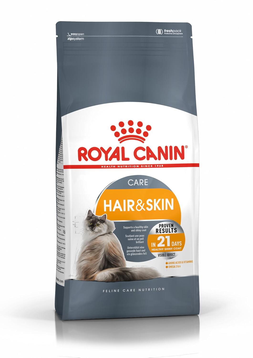 Royal Canin Skin & Hair Care for Adult Cats, 400 Grams, Dry Food with Added Amino Acids, Vitamins, and Omega 3 and 6, Supports Healthy Skin and Shiny Coat, Proven Results in 21 Days
