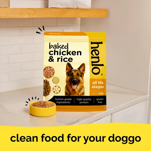 Henlo Baked Chicken & Rice Adult and Puppy Dog Dry Food | 100% human grade ingredients