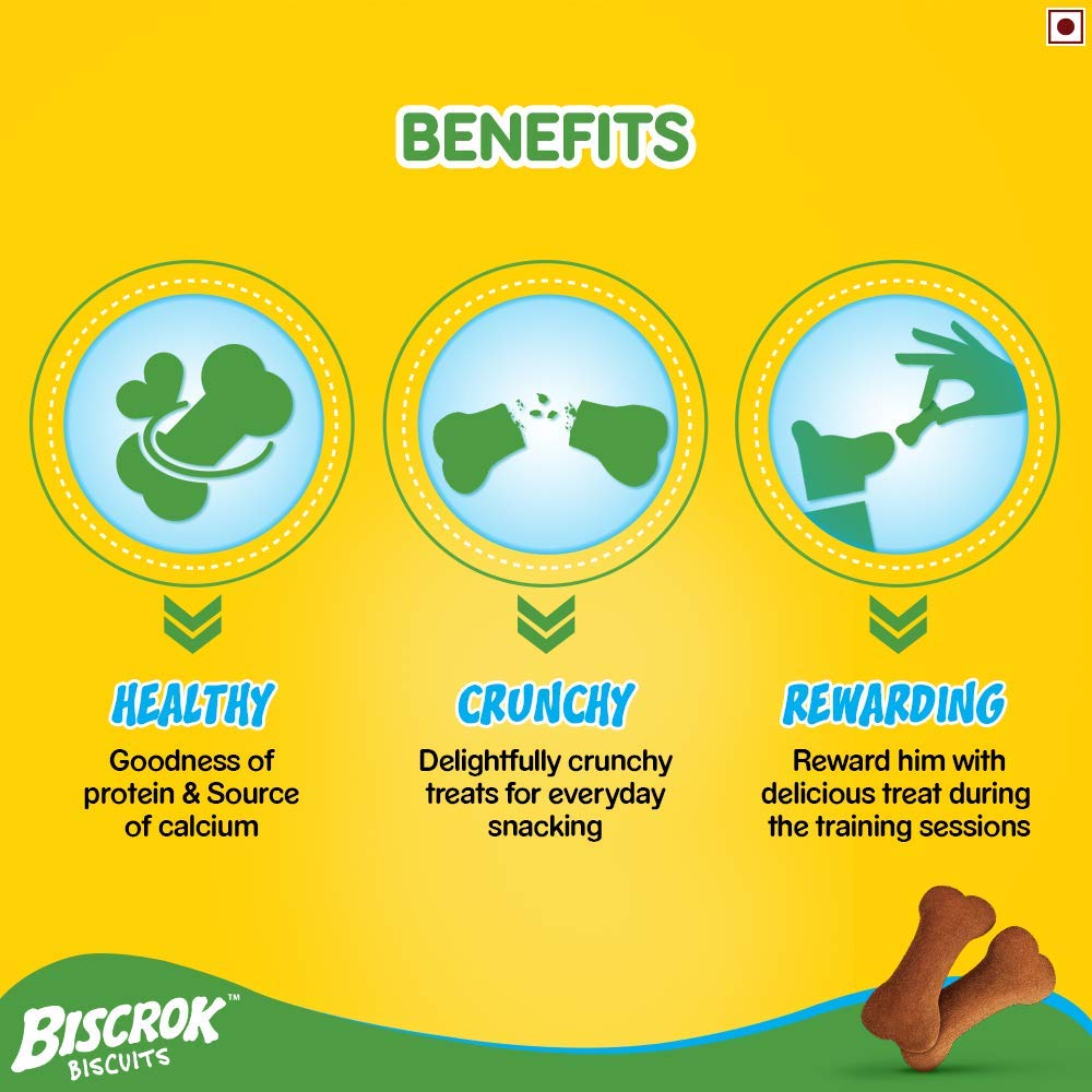 Pedigree Biscrok Biscuits (Above 4 Months) Dog Treats, Chicken Flavour, 900 g, Source of Calcium, Goodness of 15% Protein