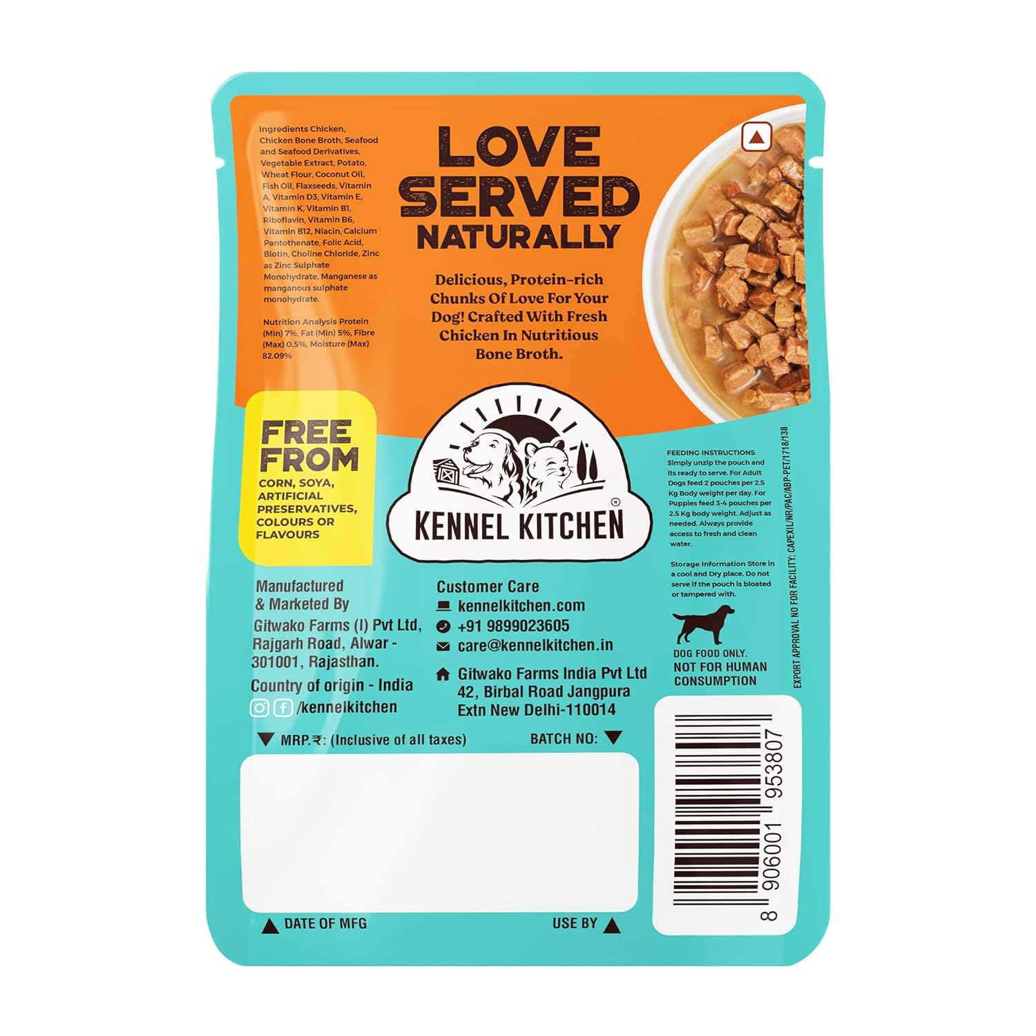 Kennel Kitchen Chicken Chunks in Gravy, 80g (Pack of 12)