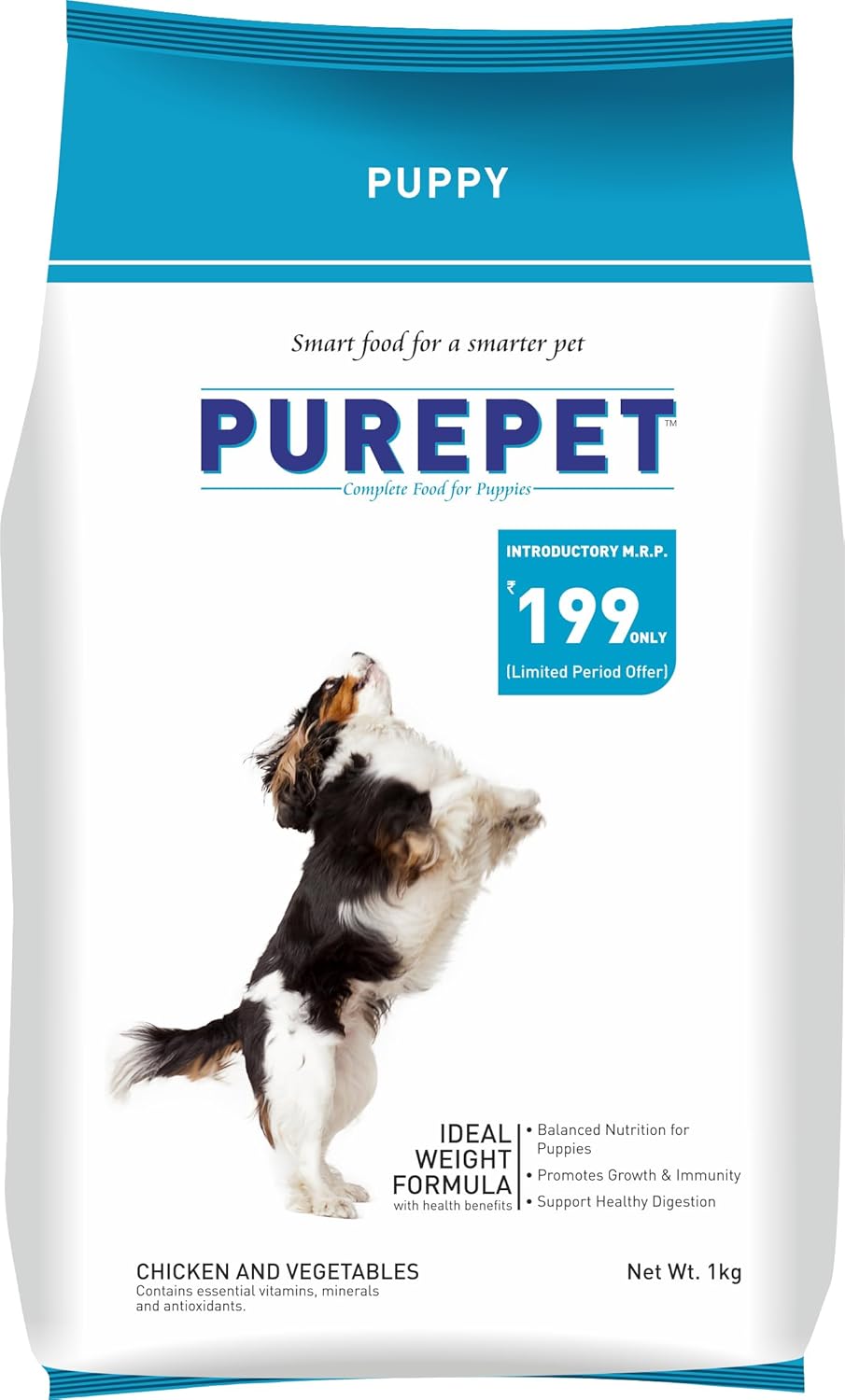 Purepet Chicken & Veg Puppy Dog Food, 1 kg, Granule