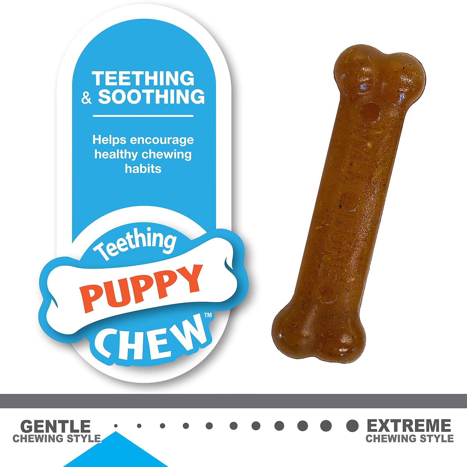 Nylabone Classic Puppy Chew Flavored Durable Dog Chew Toy Peanut Butter & Chicken Flavor X-Small/Petite - Up to 15 lbs.
