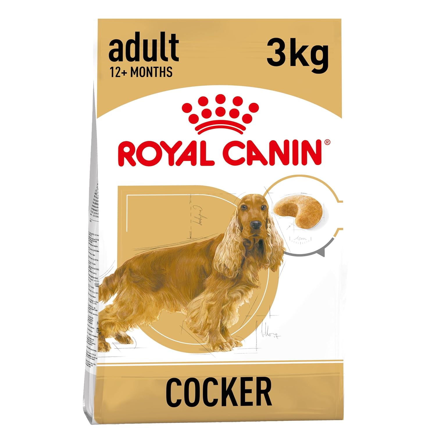 Royal Canin Cocker Adult Dog Food, 3 Kg, Dry Food, Helps with Healthy Skin & Coat & Cardiac Function, Supports Weight Management