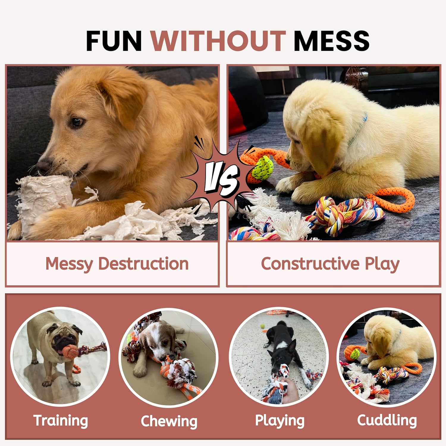 Dog Chewing Toys for Puppies 4 Packages Dog Chew Rope Ball Frisbee Durable for Small to Medium Dog Interactive Games Dog Chew Toys Durable Natural Rubber Dog Toys