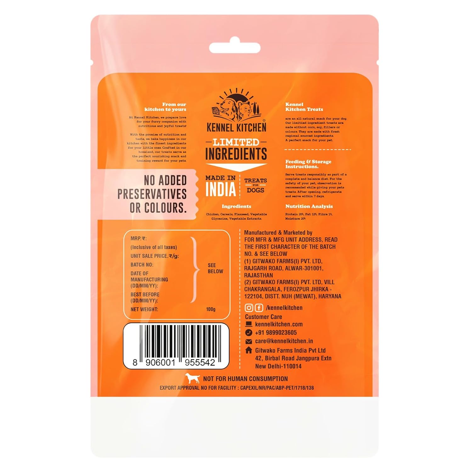 Kennel Kitchen Soft Baked Chicken Stick Treats for Dogs, 100g (Pack of 1) | Soft Dog Chew Sticks | Dog Treats for Adult Dogs and Puppies