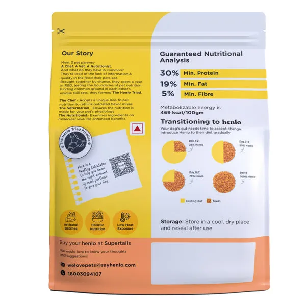 Henlo Chicken & Vegetable Baked Dry Food for Adult Dogs | 100% human grade ingredients