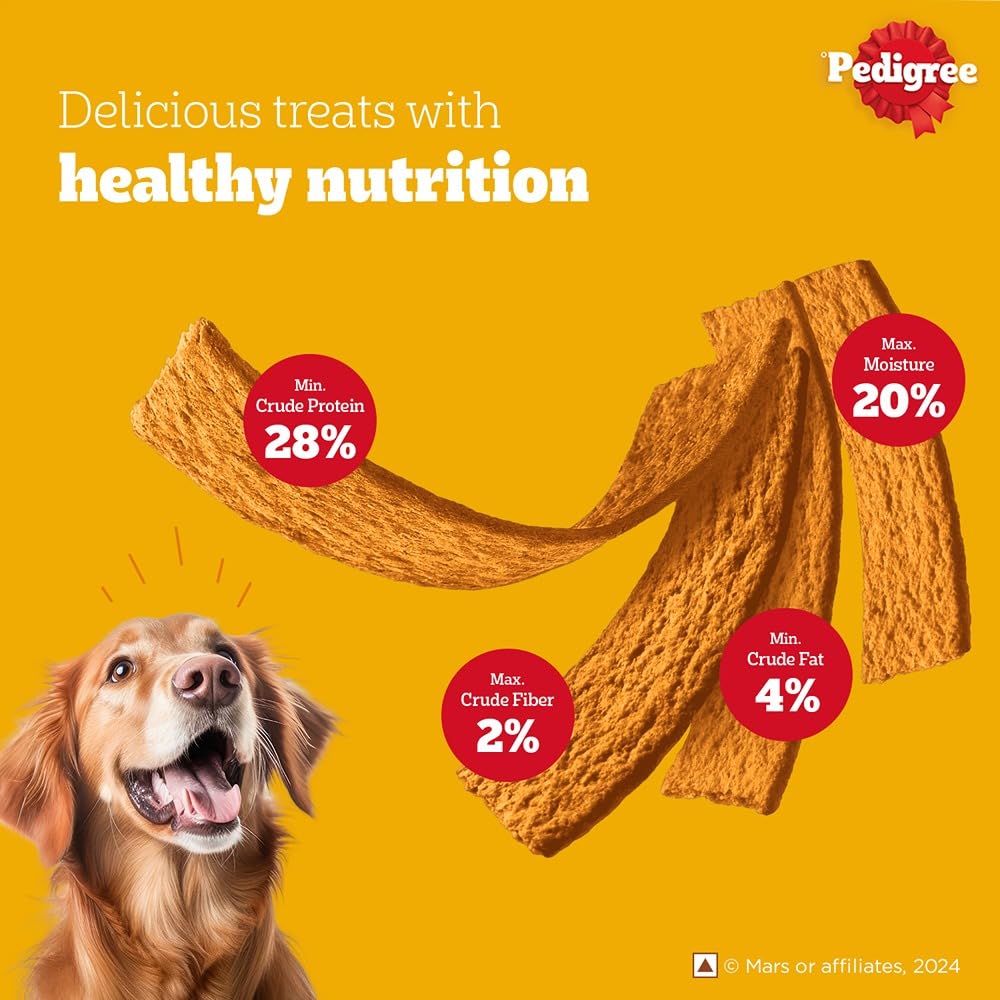 Pedigree® Tasty Jerky™ Dog Treat, Chicken Flavour, 70g, Jerky-style Treats for Bonding, Low-fat and High-protein* Dog Treat